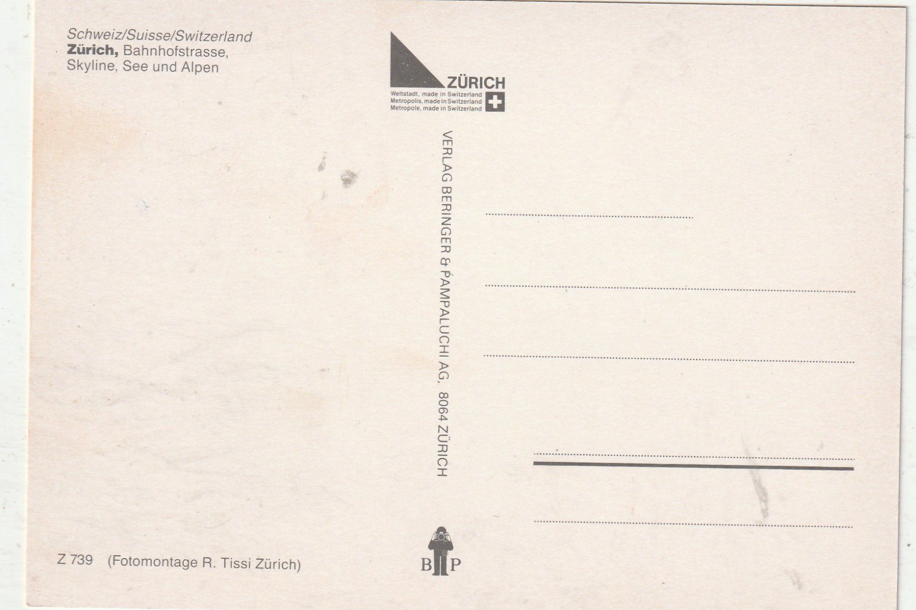 Cartoline postali: Zürich Bahnhofstrasse – Usato da Lumbrein venduto da made02 1