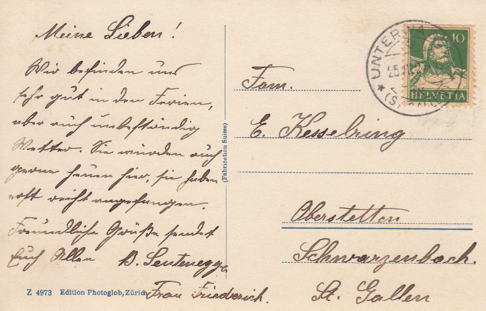 Cartoline postali: Unterwasser 1927 – Usato da Bürglen TG venduto da StampGraf 1