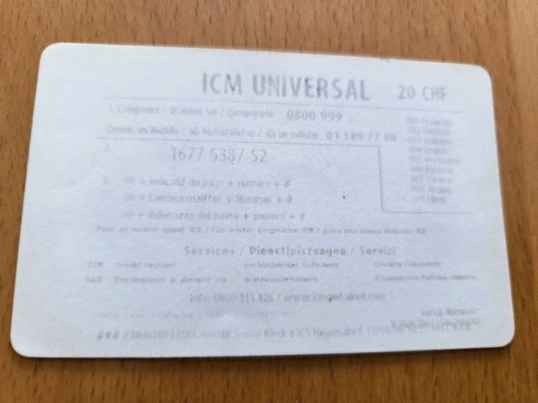 Schede telefoniche: PREPAID - SCHWEIZ 20 CHF – Usato da Brüttisellen venduto da Nighttrain 1