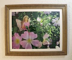 Elfenbild Heckenrose (Fotobild mit Holzrahmen)
