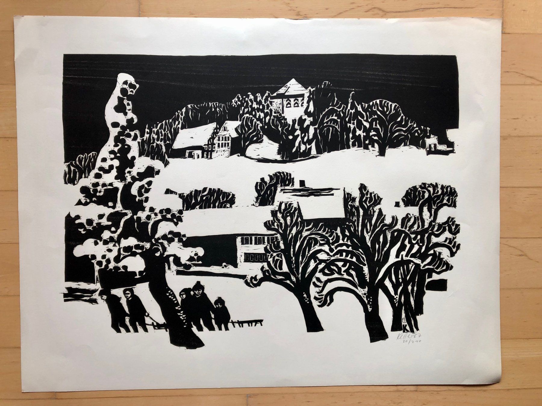 Xilografie: Holzschnitt von Heinz Keller 1967 – Usato da Winterthur venduto da Barunggeli