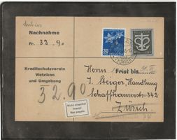 OBERWETZIKON 20.03.45 NN-Karte nach Zürich [CH112]