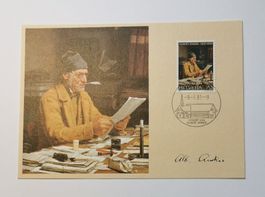 Albert Anker Postkarte mit Unterschrift