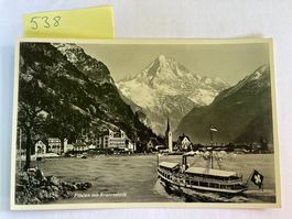 alte Ansichtskarte Flüelen mit Bristenstock, Vintage, 1937