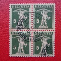 1931, Nr.183 Vierer-Block Zentrum-Stempel: BIEL/BIENNE