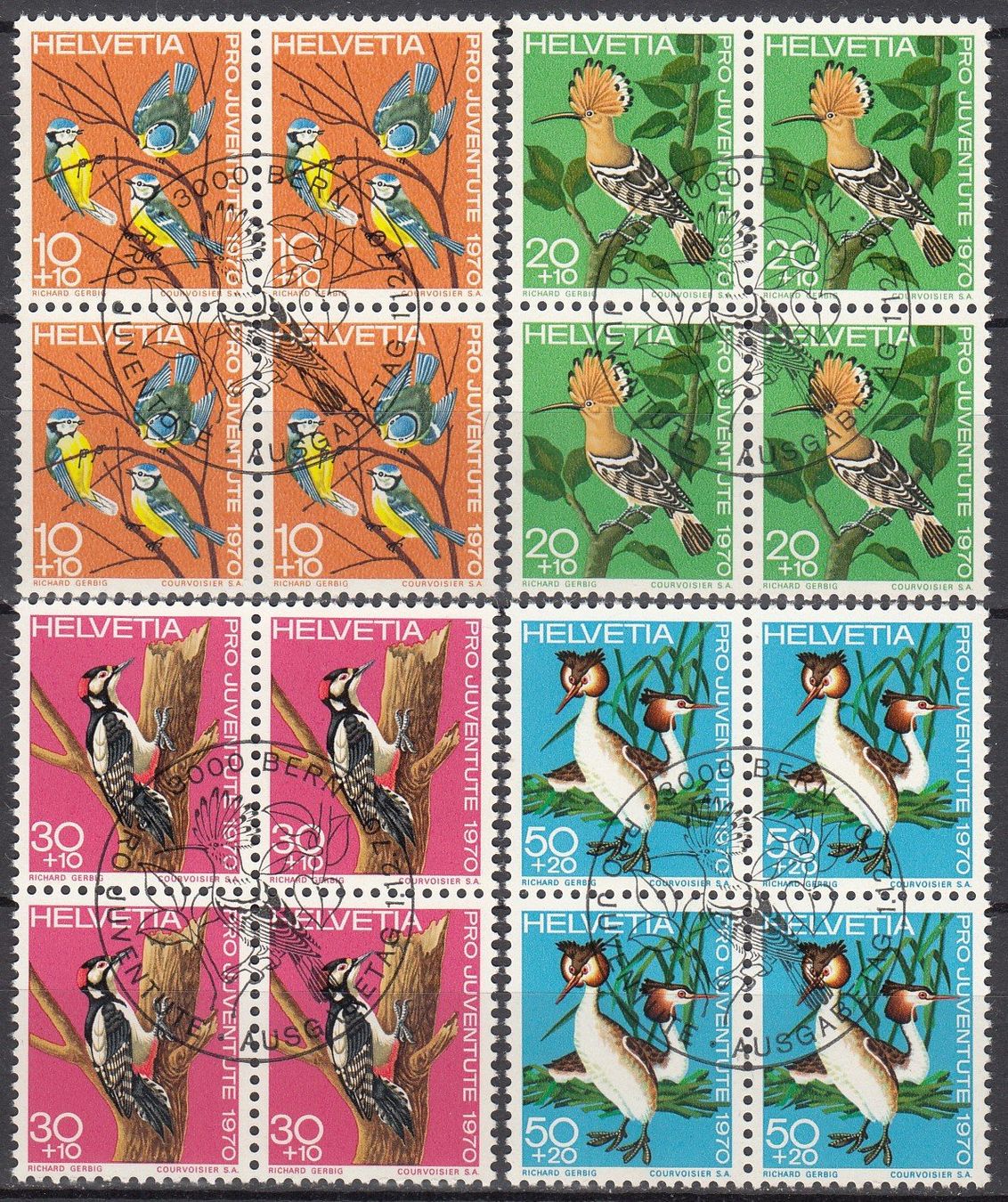 Alle Briefmarken: SBK J232 - J235 im 4er-Block mit ET – Gebraucht aus Bürglen TG von StampGraf