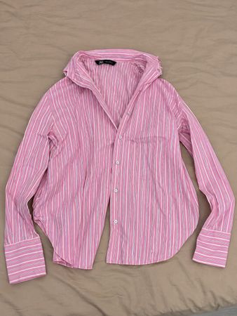 Zara Bluse gestreift rosa weiss gebrauchter Zustand