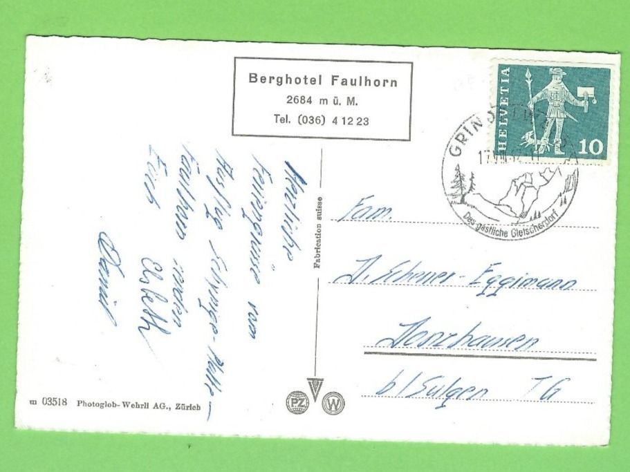 Cartoline postali: Faulhorngipfel mit Hotel – Usato da Zürich venduto da t24_de 1