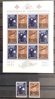 1957 Liechtenstein Kleinbogen + Satz 50 Jahre Pfadfinder **