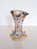 Antike Französische Fullhorn Vase Rouen Dekor Handarbeit