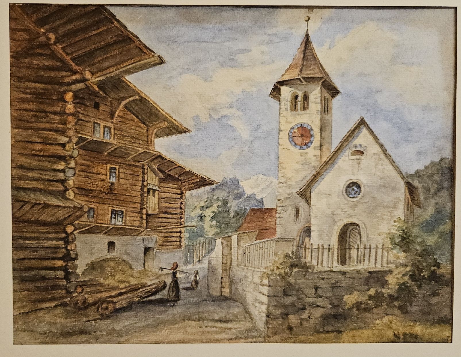 Tableaux: Walser Dorf mit Kirche – D'occasion à Zwillikon par Funfun