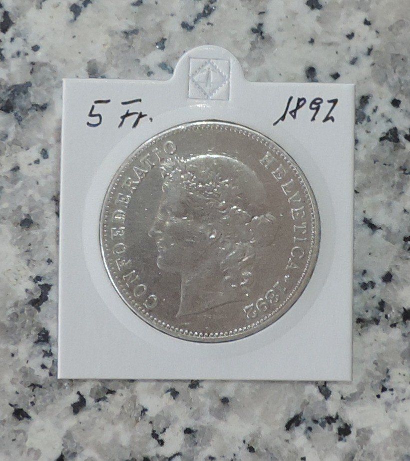 Tutti le monete: 5 Franken 1892ss- vz Silber – Usato da Gommiswald venduto da Malediven2025 2