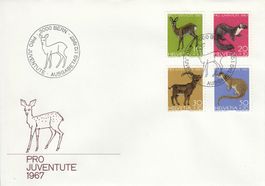 1967/68 220-27 Pro Juventute Einheimische Wildtiere  3 FDC