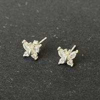 Silber 925 Schmetterling Funklende Ohrstecker 