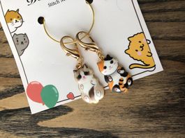 2 herzige Katzen Anhänger Maschenmarkierer