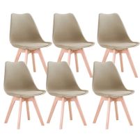 6er Set tolle Nordic Stühle gepolstert in beige, NEU