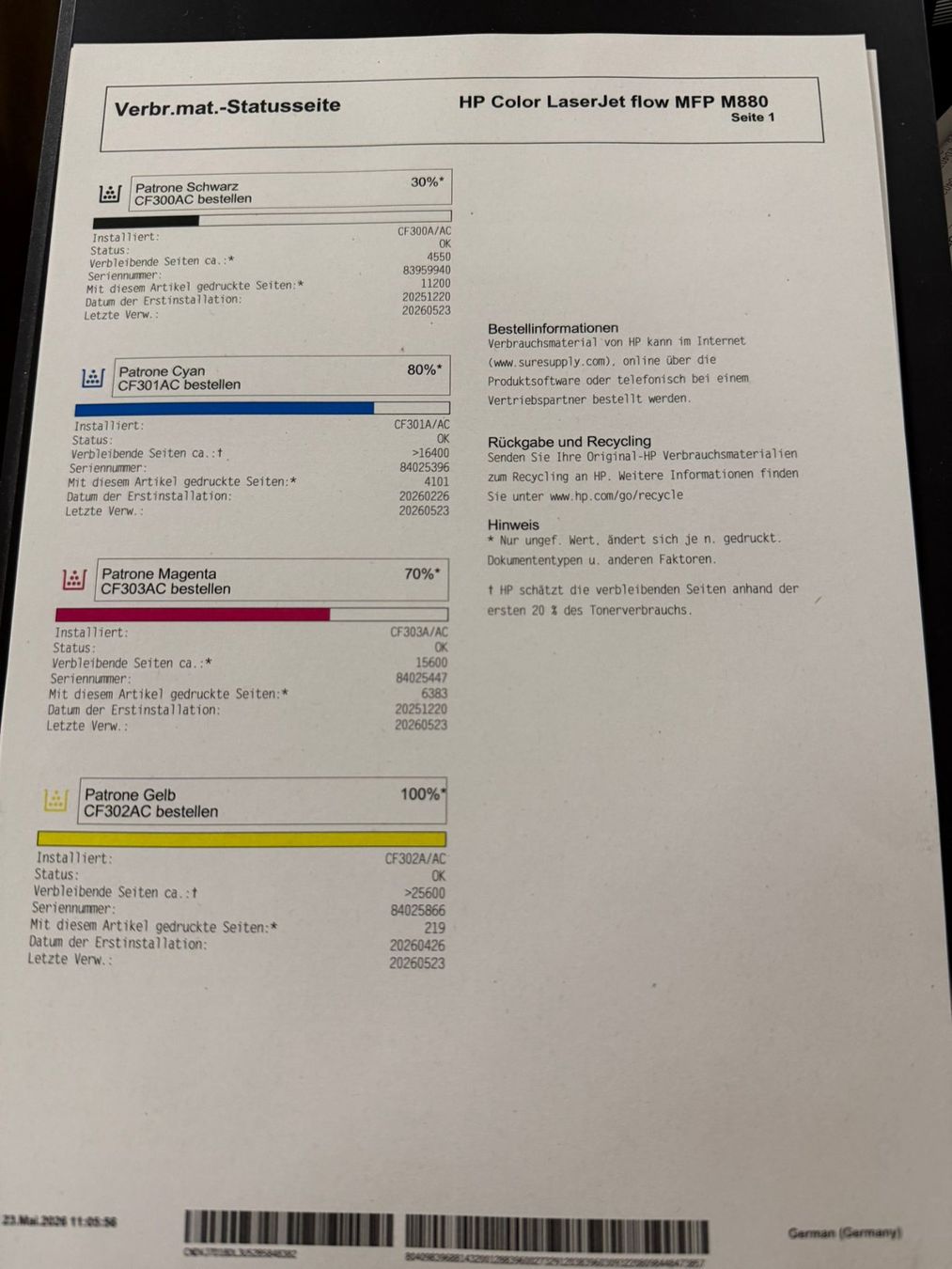 Hewlett Packard Stampanti: HP Color LaserJet Managed Flow MFP M880  A3-Drucker – Usato da Dottikon venduto da refurbished-IT 2
