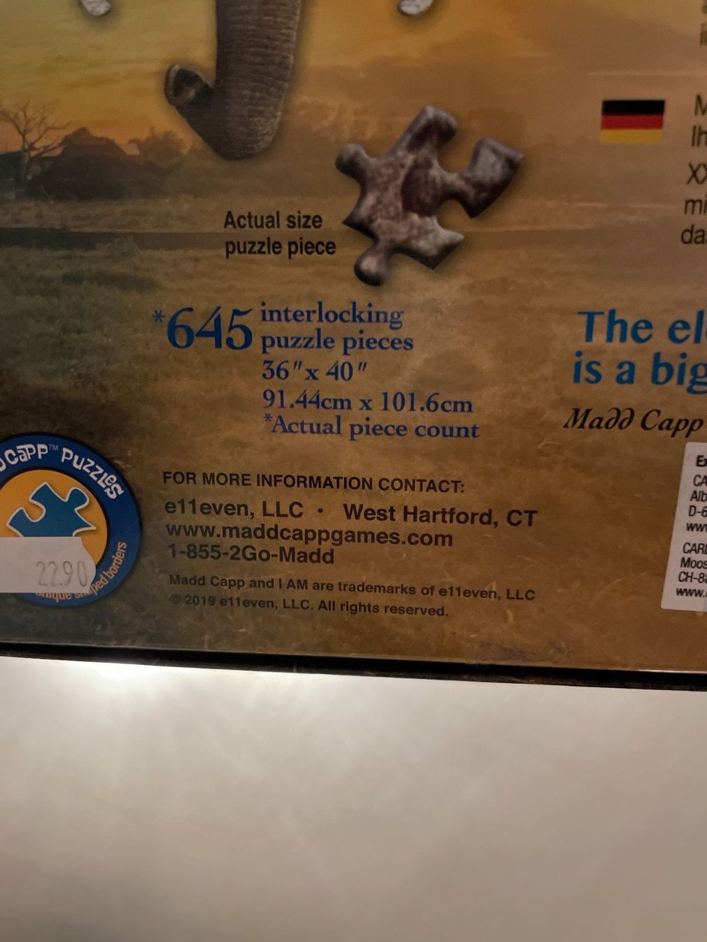 Puzzle: Puzzle Elefantenkopf 700 Stück – Usato da Oberburg venduto da Serbus 4