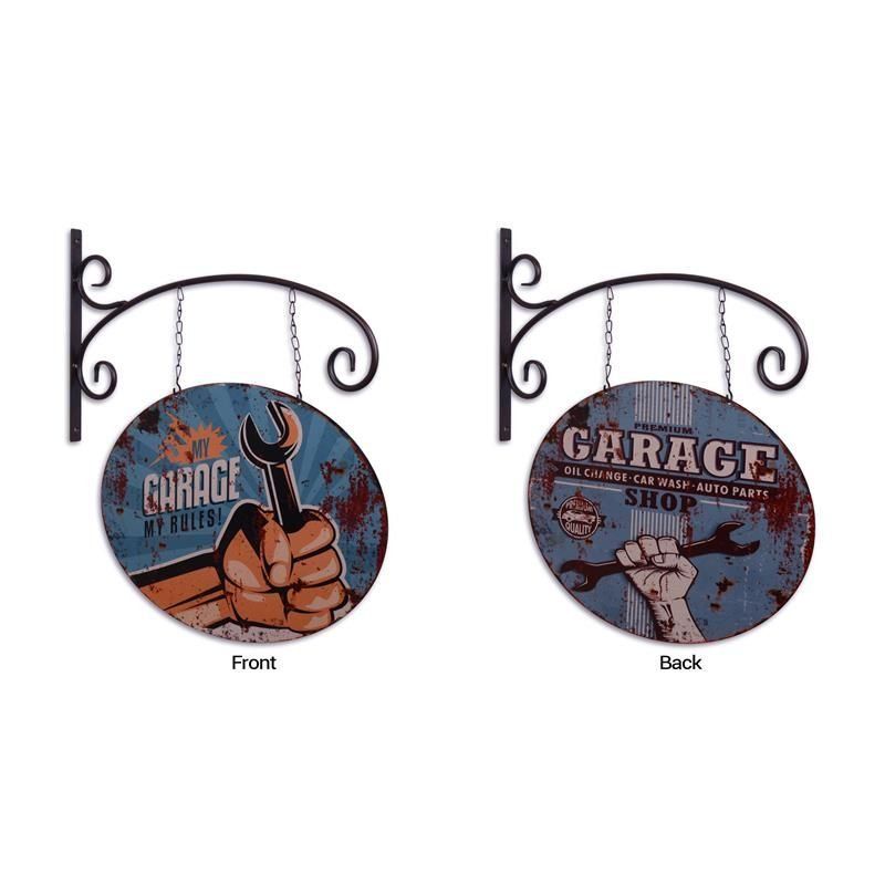 Insegne: Doppelseitiges Blechschild mit Wandhaken " GARAGE " – Usato da Sugiez venduto da brockicenter