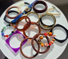 17 ARMKETTE ARMREIFEN HOLZ PLEXIGLAS METALL STRASS SCHMUCK