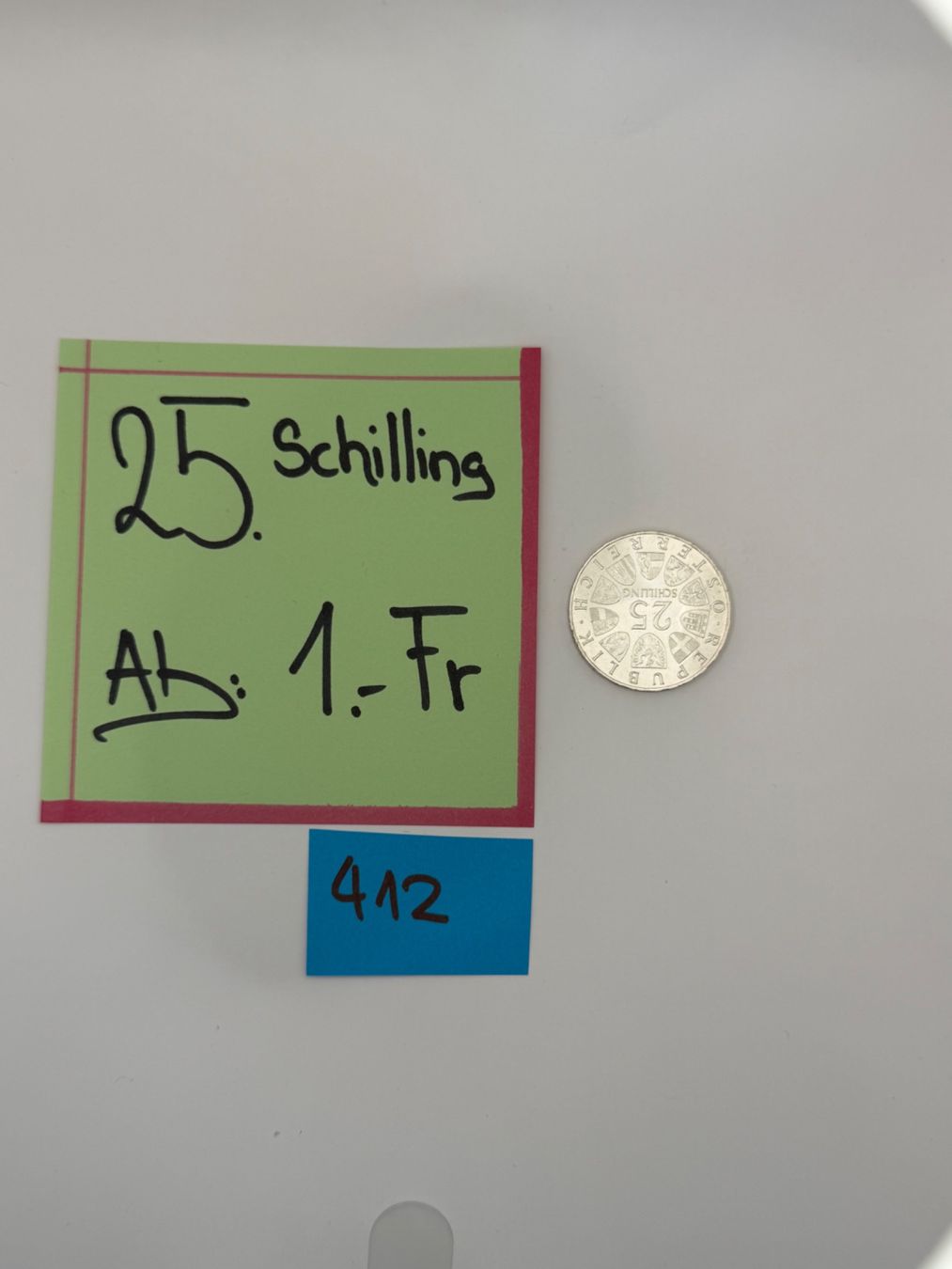 Toutes les monnaies: 25 Schilling Ab: 1.- Fr. – D'occasion à Engi par kasi09 1