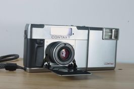 CONTAX T 35mm Messucherkamera Sonnar 38mm f/2.8 + Blitz
