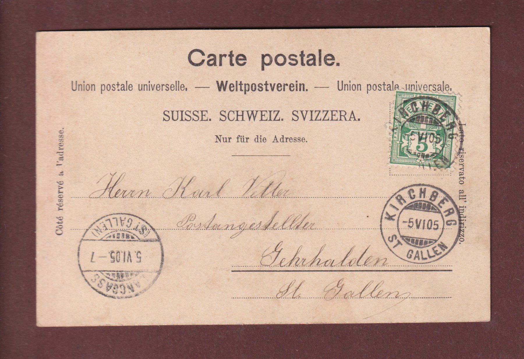 Cartoline postali: BARQUE DU LEMAN - 1905 – Usato da Pully venduto da nicecards-shop 1