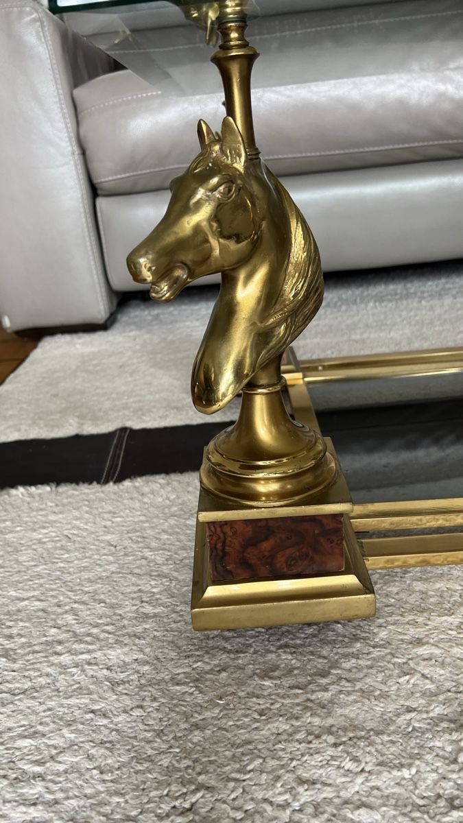 Tische: Table Basse Cheval en Bronze Doré de Maison Charles, 1970s – Gebraucht aus Nyon von stylevintage79 3