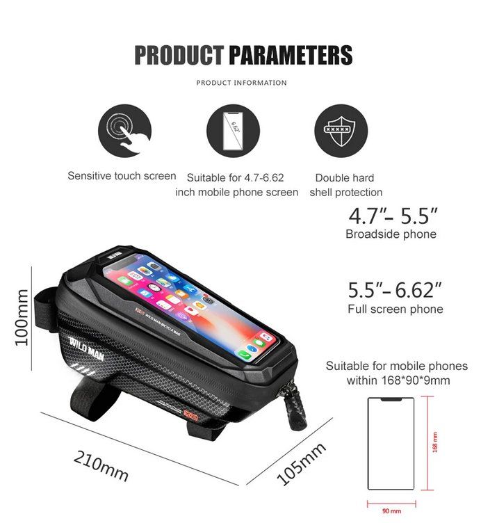Taschen: Fahrrad Lenkertasche wasserdicht Touchscreen Handytasche – Neu und originalverpackt aus Genève von Anna-38 5