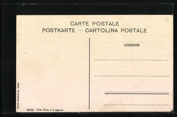 Cartoline postali: AK Lugano, Une Rue, Strassenpartie – Usato da Berlin venduto da bartko-reher 1