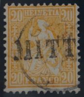 CH - Sitz. Helvetia - Zst. Nr. 32 - Stabstempel MITT...