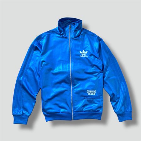 Adidas shiny blue Y2K track jacket vintage streetwear zip
