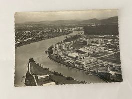 Ansichtskarte Flugzeug Birsfelden Stausee und Rheinhafen