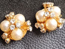 Vintage Perlen/Strass Ohrclips, 1940er