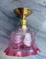 Antik Jugendstil Deckenlampe  mit Cranbeery Glas