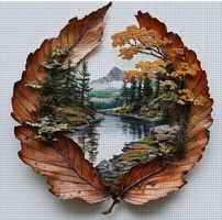 Kreuzstich-Handarbeit-Sticken-Landschaft- 30x30cm