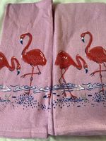 2 Pink Flamingo Tea Towels - Summer Vibes!