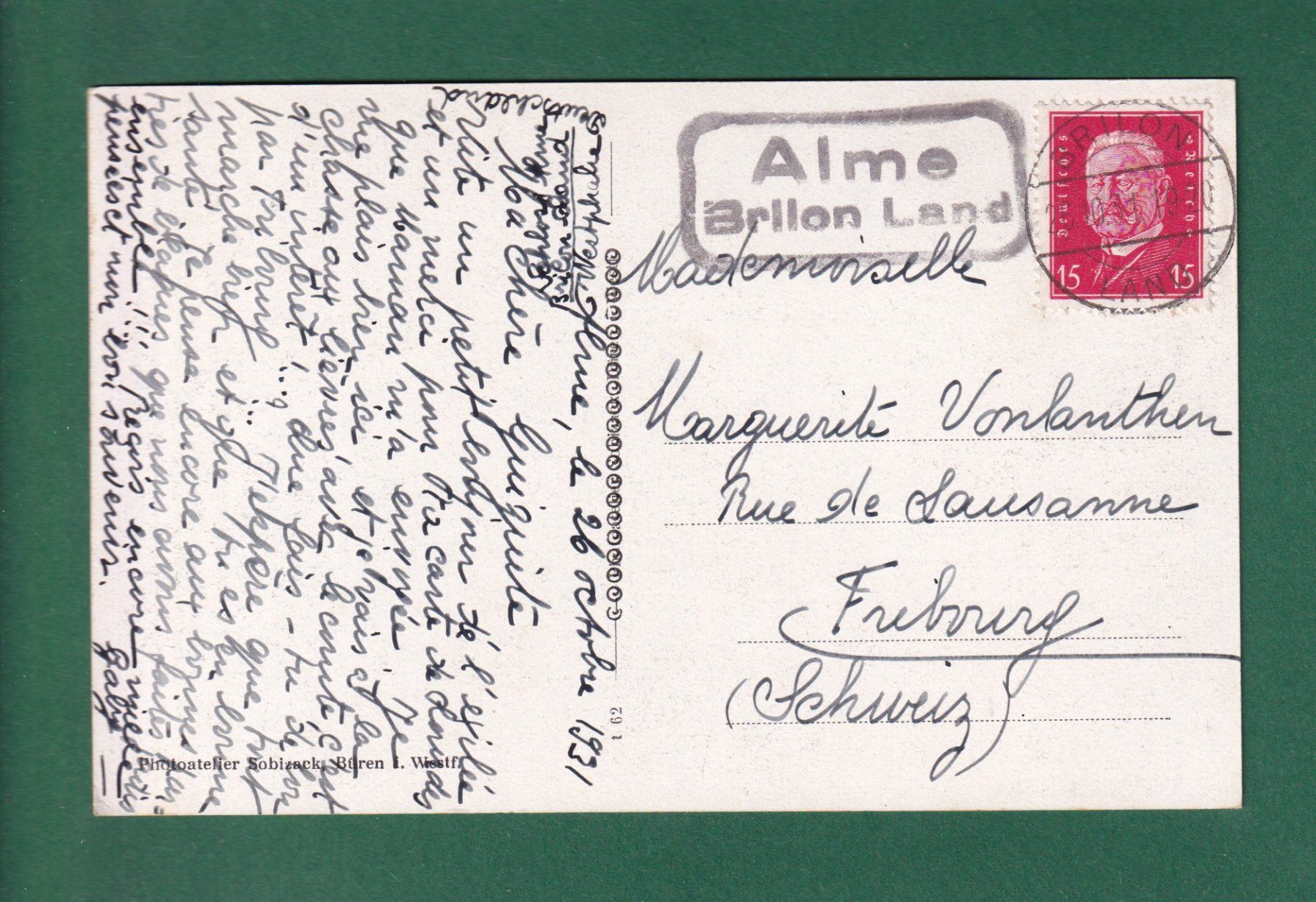 Cartoline postali: SCHLOSS ALME - 1931 – Usato da Pully venduto da nicecards-shop 1