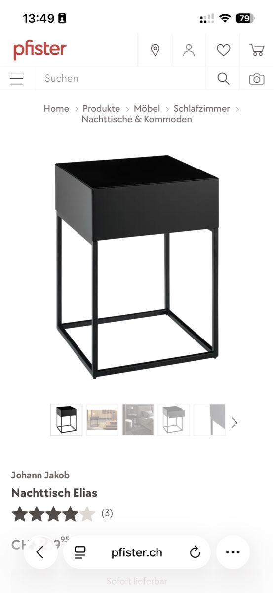 Pfister Comodini: Side table 40/40/54, Johann Jakob from Pfister – Nuovo (secondo la descrizione) da Brunnen venduto da ann_j2by