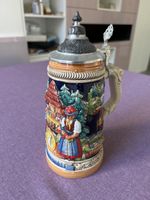Bierkrug- German Beer Stein With Pewter Lid