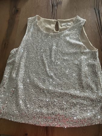 Cream Pailletten- Blusentop Gr.40 /Versand