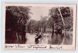 SPEARING FISH - native FIJI 1927 old Postcard