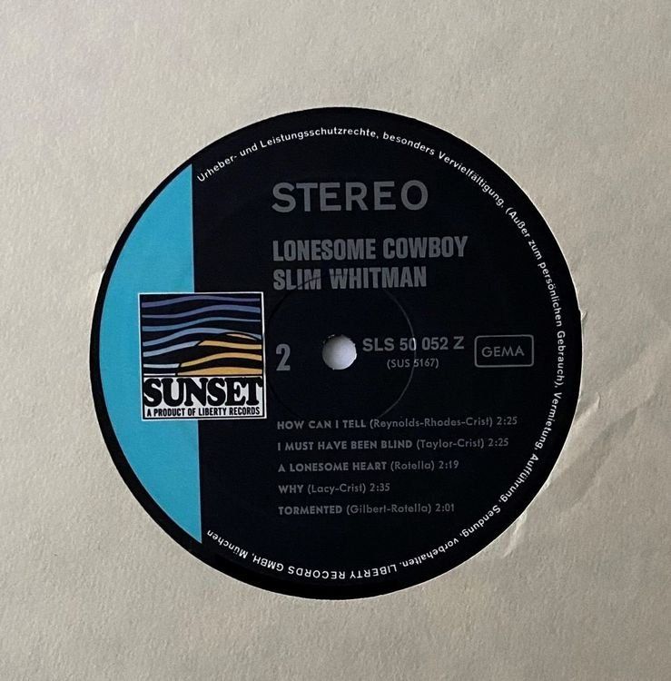 Dischi in vinile: Slim Whitman, Lonesome Cowboy – Usato da Flums venduto da Empe1 3