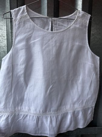 White Linen Blend Sleeveless Peplum Top | Minimalist Summer 