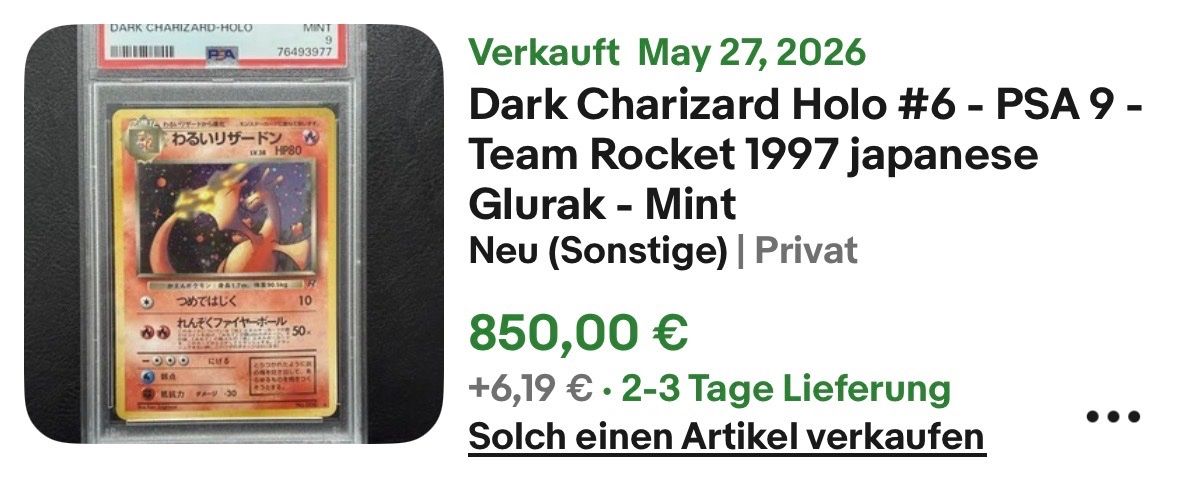Pokémon Carte collezionabili: 1997 Rocket Gang Dark Charizard  (BGS9) – Nuovo (secondo la descrizione) da Thal venduto da SidKu1 1