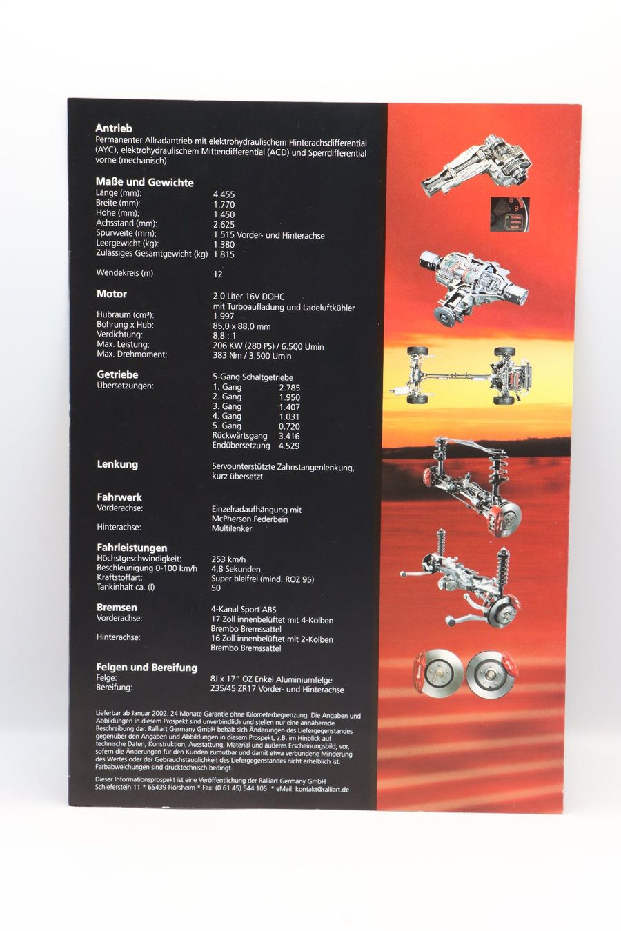 Mitsubishi Documenti: Mitsubishi Lancer Evolution VII Carisma GT 2002 Prospektblat – Usato da Bühl b.Aarberg venduto da Collectorpassions 1