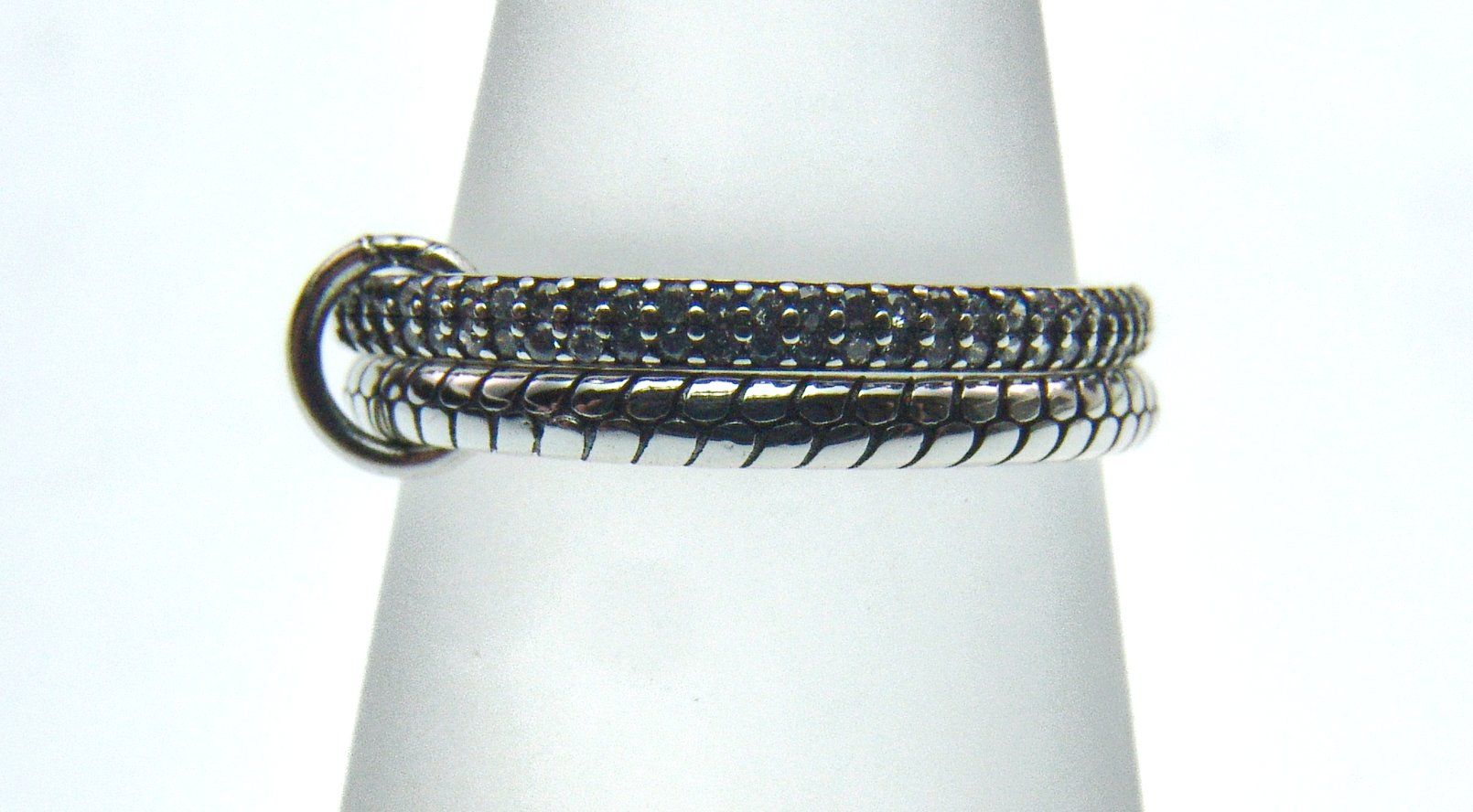 Anelli: 925 Silber doppelter Fingerring mit Schlangenmuster – Nuovo (secondo la descrizione) da Schmitten FR venduto da la_luna_blue