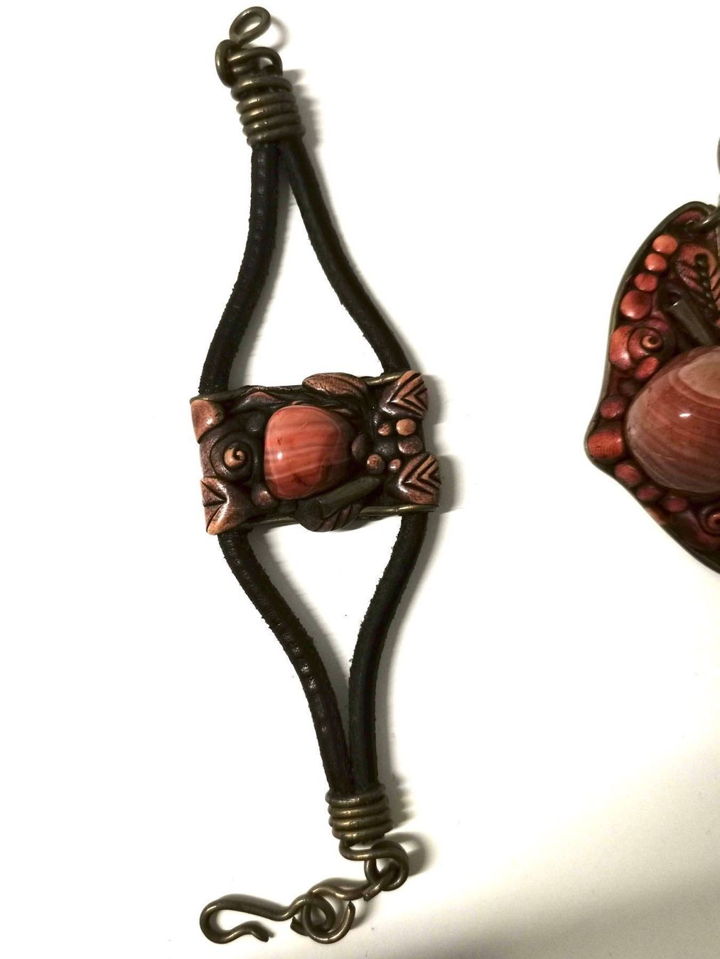 Catenine: Boho Halskette Leder mit passendem Armband - Achat Statement – Usato da Arlesheim venduto da Eli_77 5