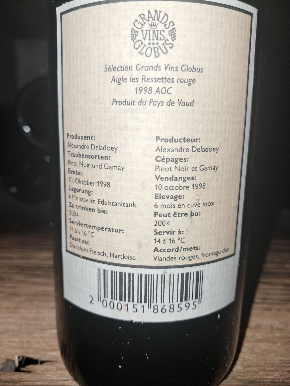 Vino: Aigle les Ressettes rouge 1998 – Nuovo e nell'imballaggio originale da Le locle venduto da juliensaran 5