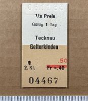 Tecknau - Gelterkinden, altes SBB Billett, korr. Preis